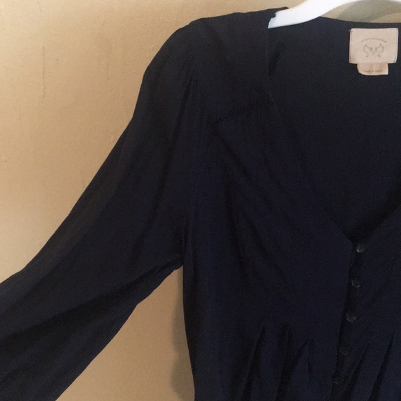 Anthropologie 0 XS Navy Blouse Top Button Small - Picture 3 of 6